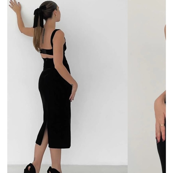 Black Velvet Midi Dress - Picture 5 of 5